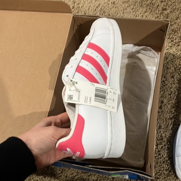 Adidas Superstar J Cloud White Real Pink Shoes CG6608 big kids - Picture 8 of 16